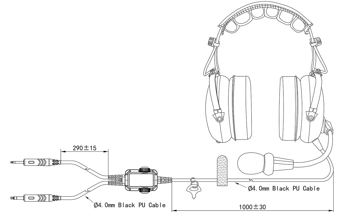 Specification of PH-100A Dual Plug General Noise Cancelling Aviation Headset For Pilots