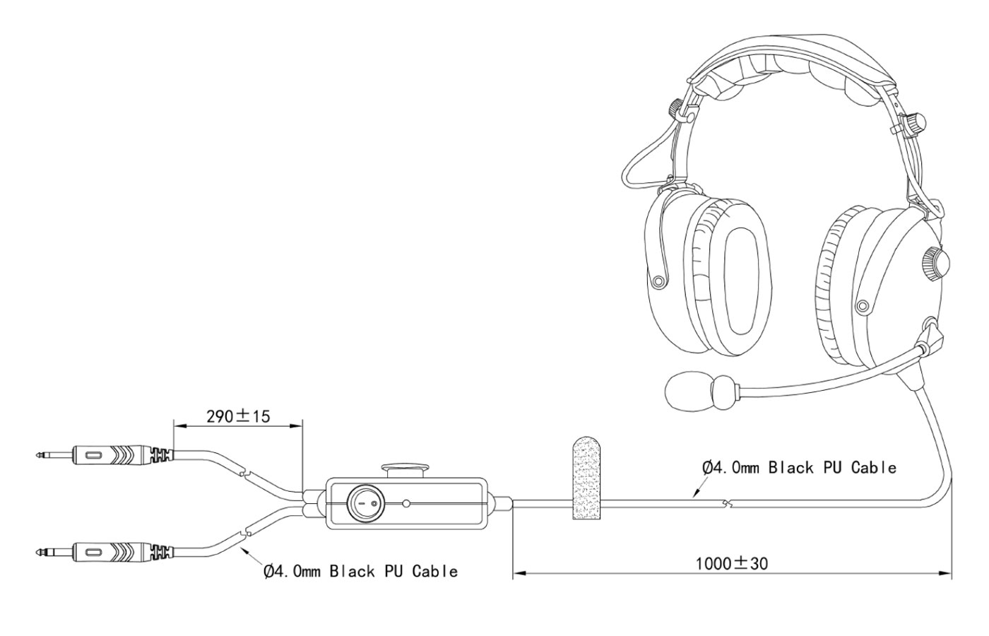 Specifications of PH-400AC ANR Carbon Fiber Active Noise Reduction General Aviation Headsets