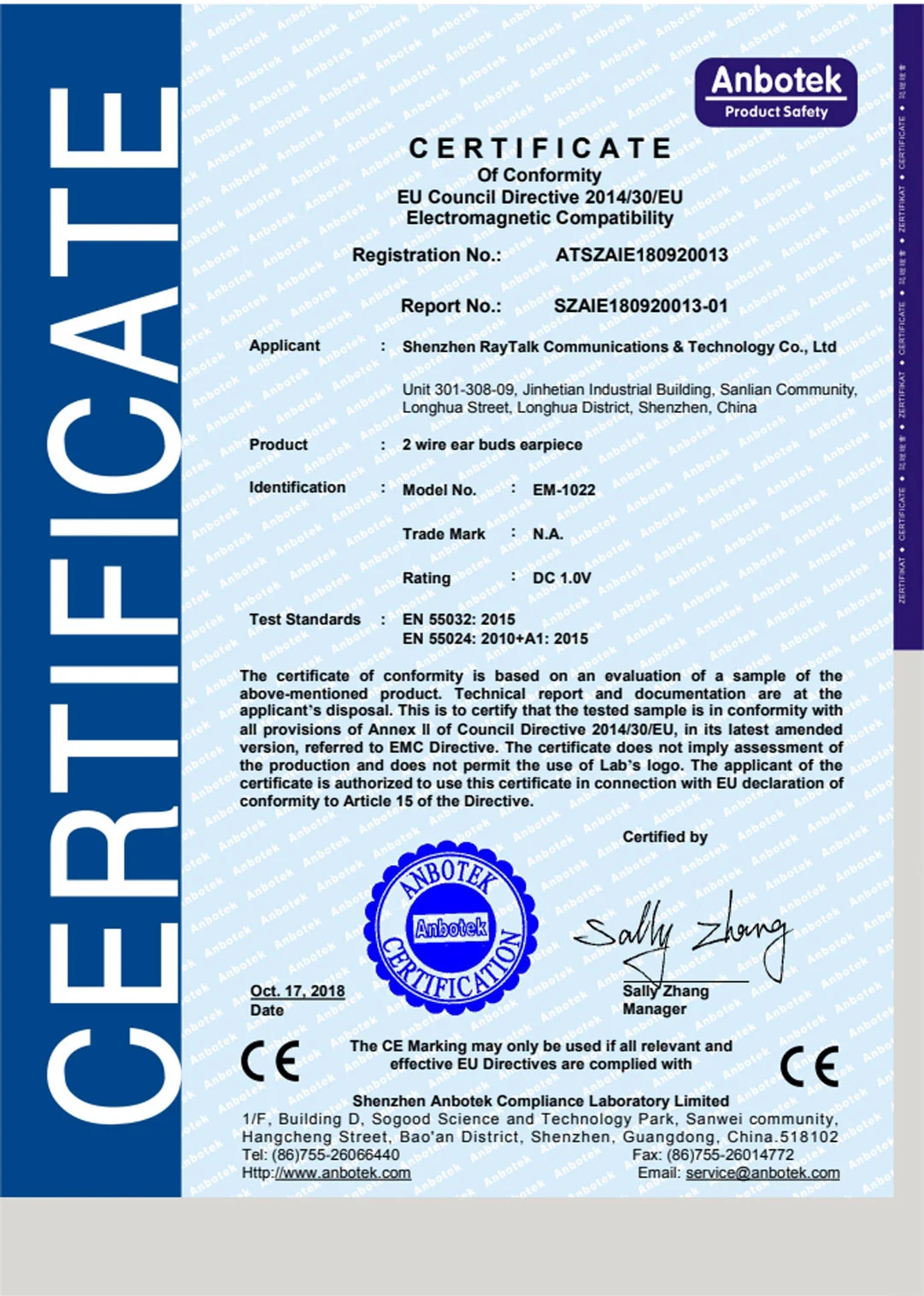 certificate of conformity eu council directive