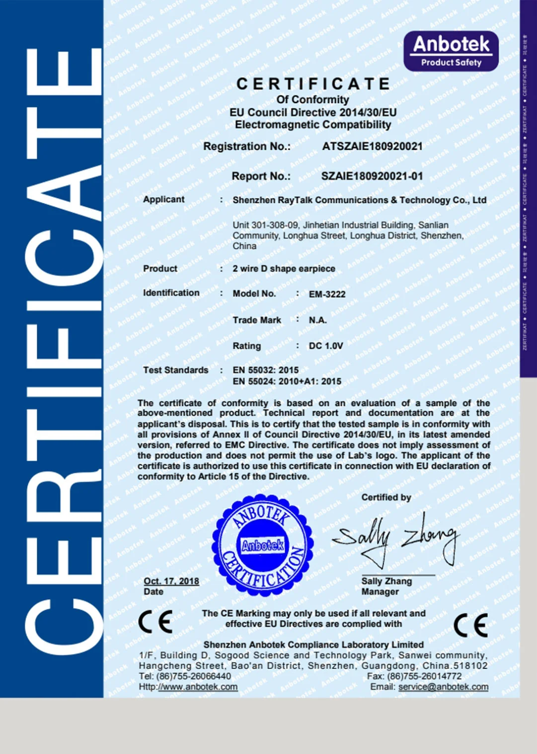 certificate of conformity eu council directive3