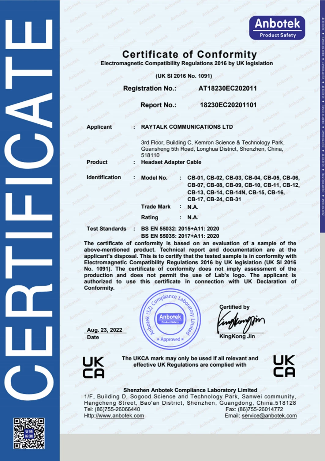certificate of conformity eu council directive4