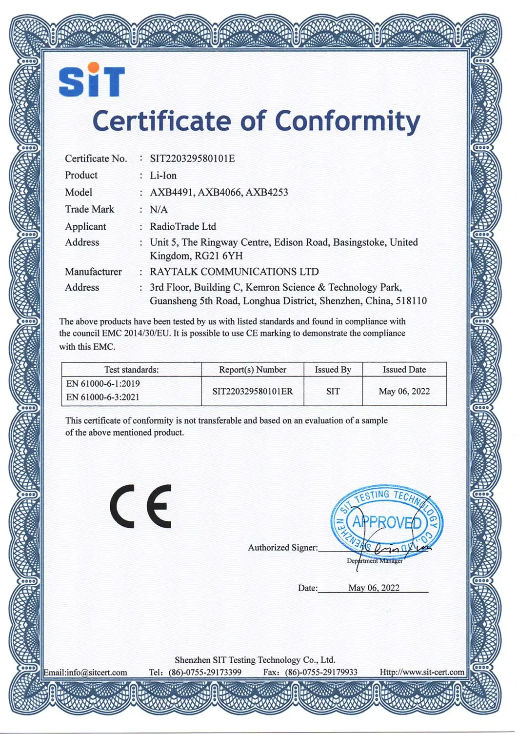 certificate of conformity10