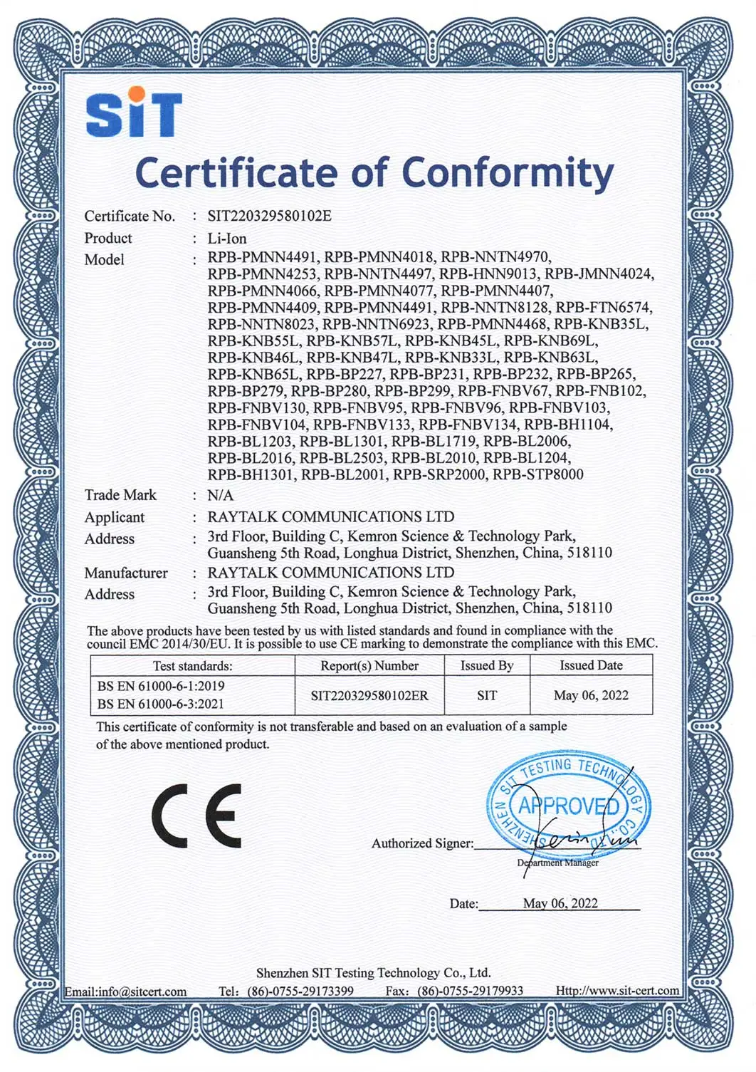 certificate of conformity12