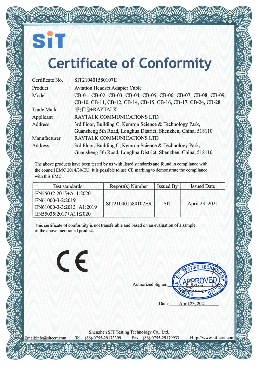 certificate of conformity15
