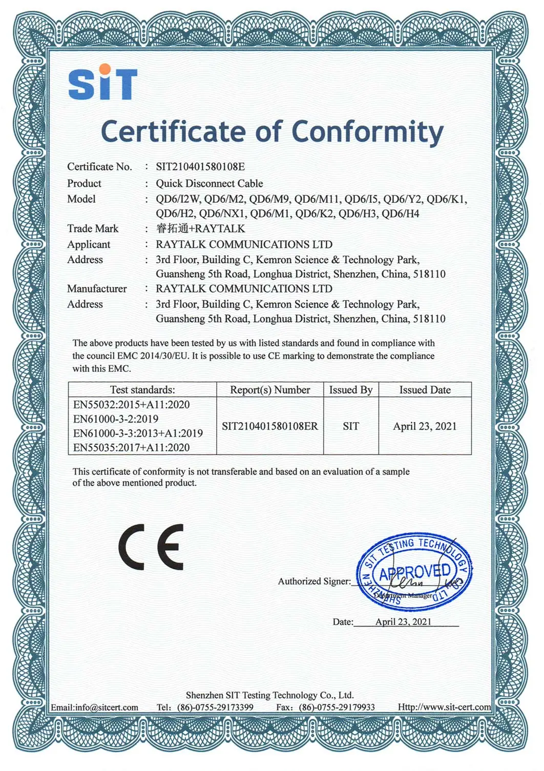 certificate of conformity17