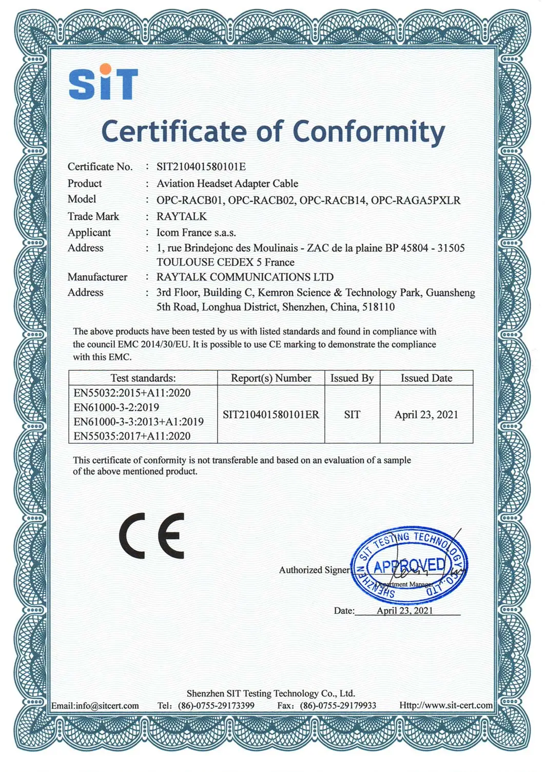 certificate of conformity18