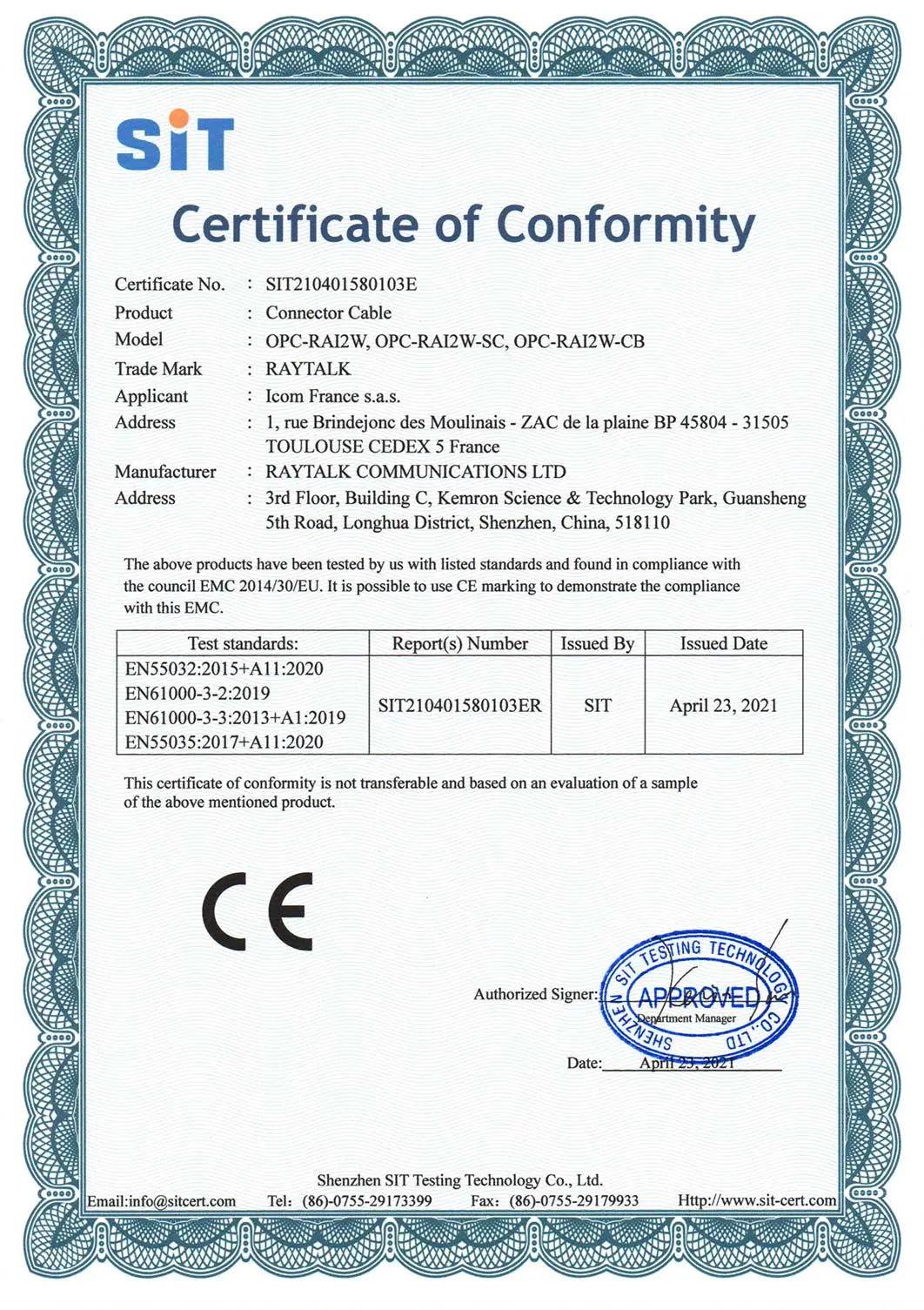 certificate of conformity20