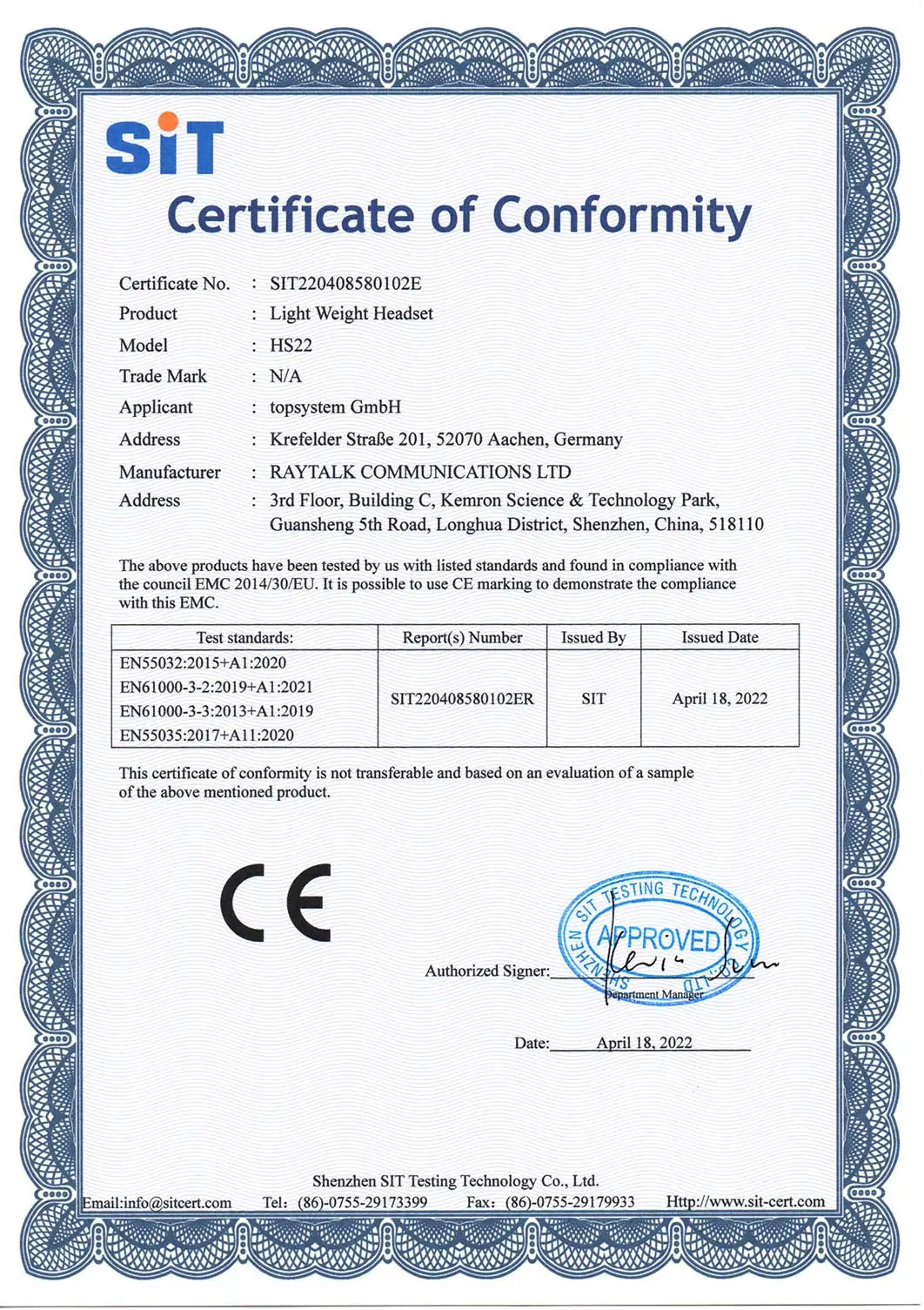 certificate of conformity4