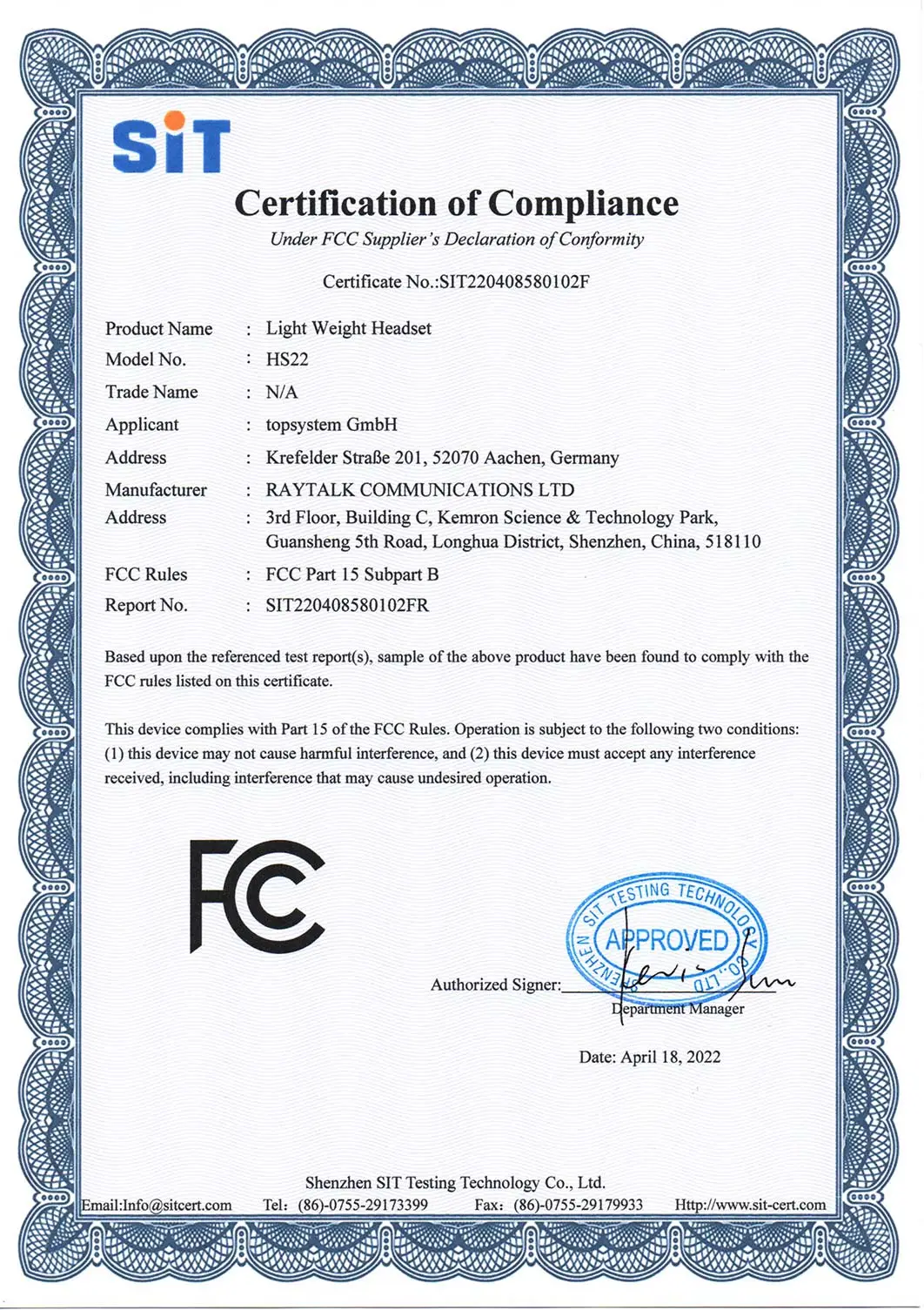 certificate of conformity5