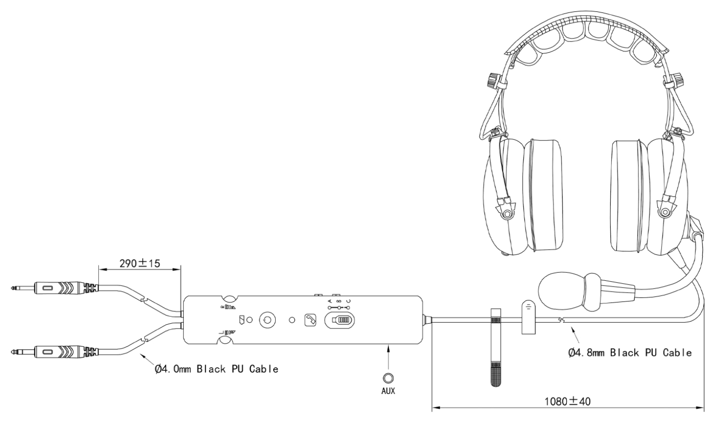 Specification of PH-100AC-BT General Aircraft Pilot Headset Active Noise Cancelling Bluetooth Aviation Headset