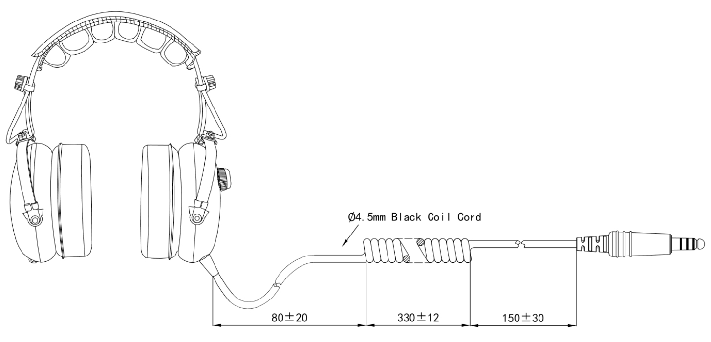 Specification of PH-100L Helicopter Listen only Headset NR Passive Noise Cancelling Aviation Headphones