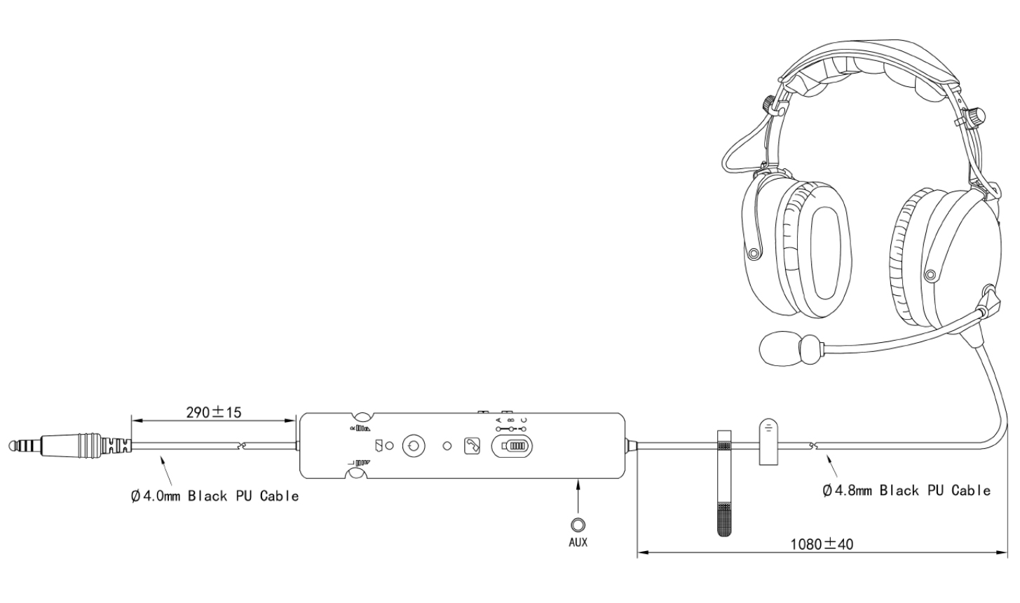 Specification of PH-400AHC-BT Aviation Pilot Bluetooth Headset ANR Active Noise Reduction Headphone