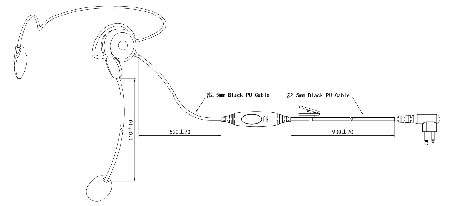 Specification of RHS-0128 Lightweight Behind-the-Head Headset with Boom Mic and PTT/VOX Switch for Walkie Talkie