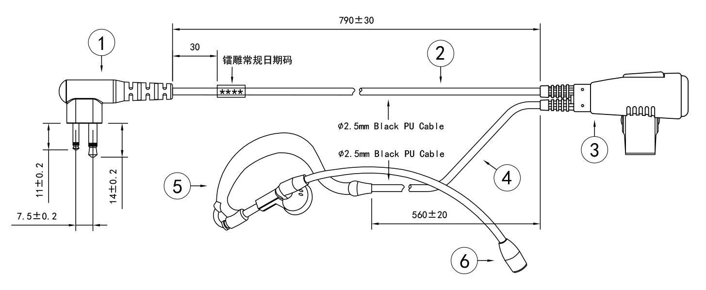 REMB-0127 G Shape Ear Hook Earpiece with Boom Mic for 2 Way Radios