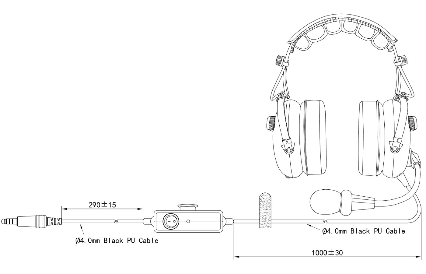 Specifications of PH-100AHC Active Noise Reduction (ANR) Helicopter Pilot Headset with U174 Plug