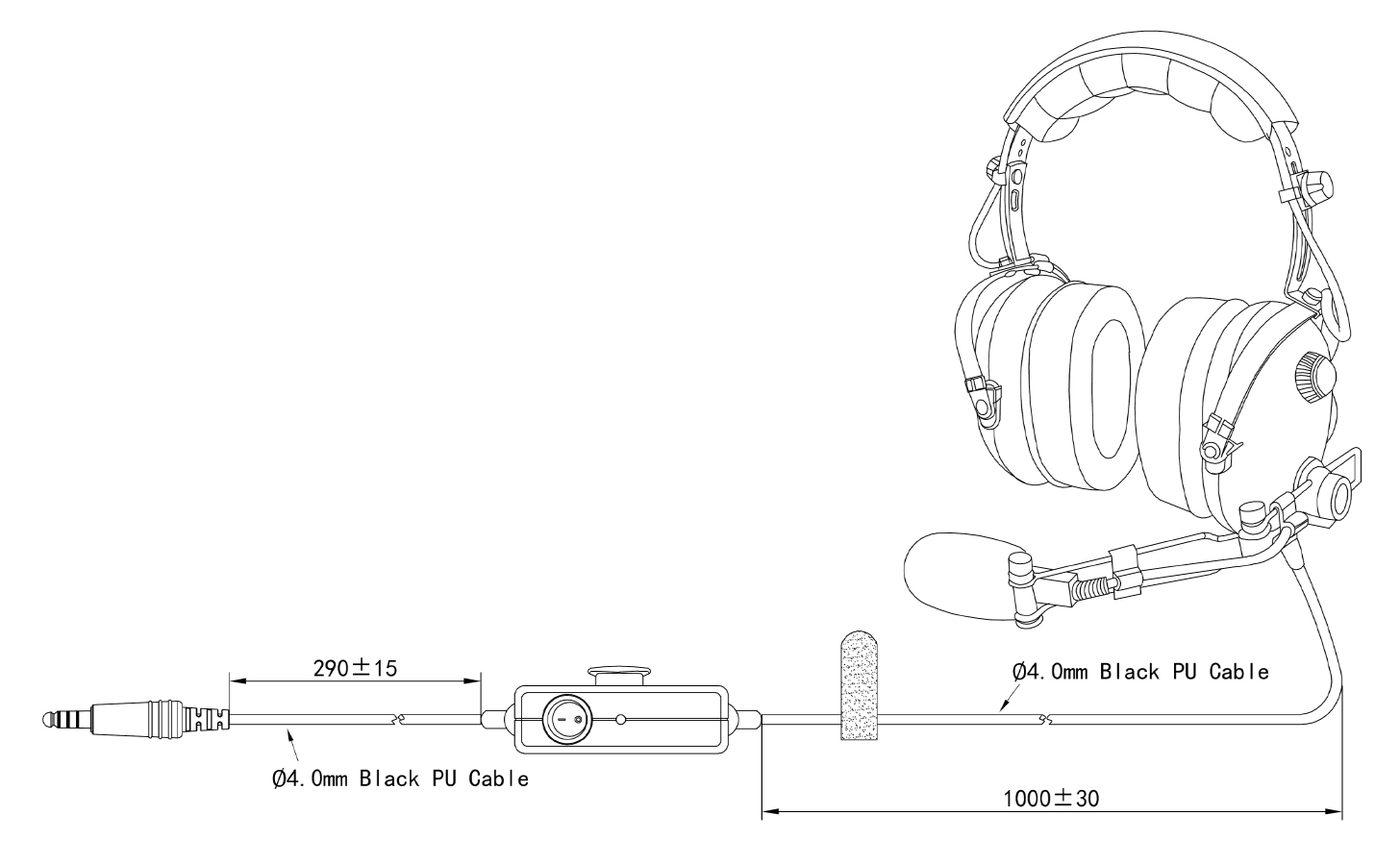 Specifications of PH-100HC Helicopter Pilot Headset ANR Noise Canceling Aviation Headset