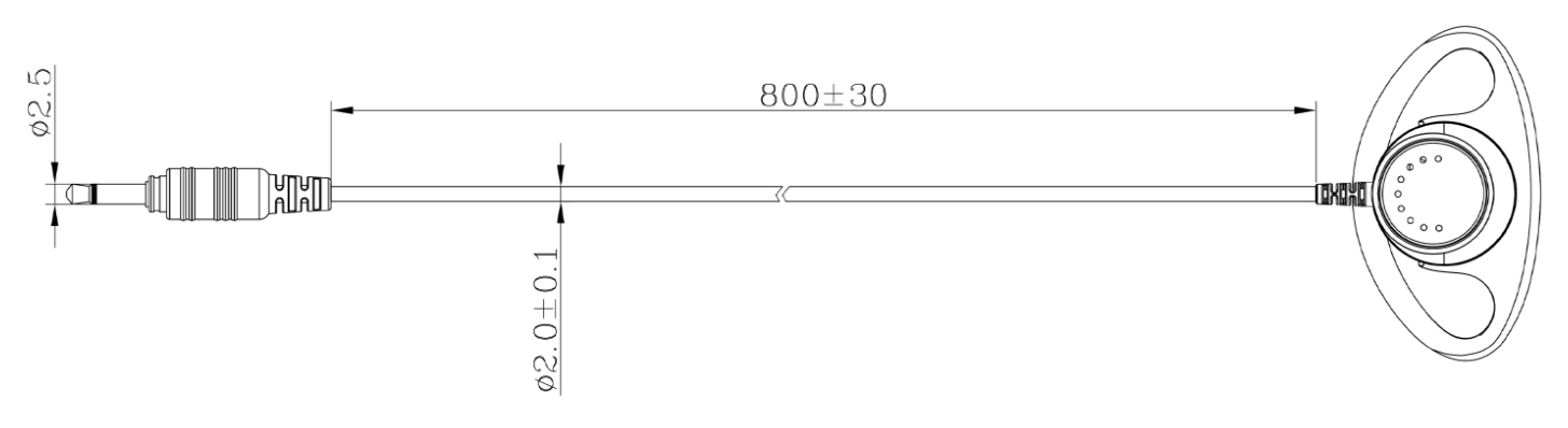 Specification of E-32C D-Ring Ear Hook Listen Only Earpiece (2.5mm or 3.5mm Plug Optional)