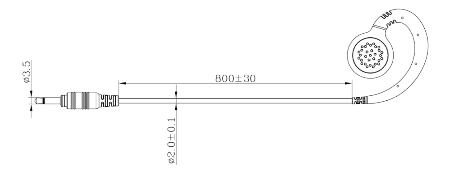 Specification of E-33C 3.5mm or 2.5mm Plug C-Ring Swivel Ear Hook Listen Only Earpiece