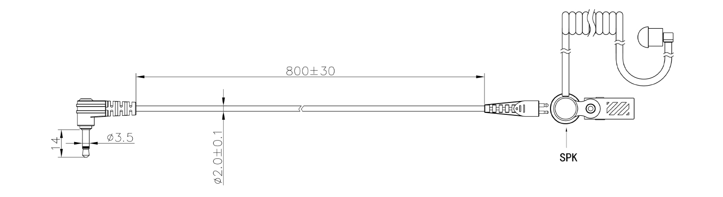 Specification of E-41C Acoustic Tube Listen Only Earphone Kit with 3.5mm/2.5mm Connector for Speaker Mics