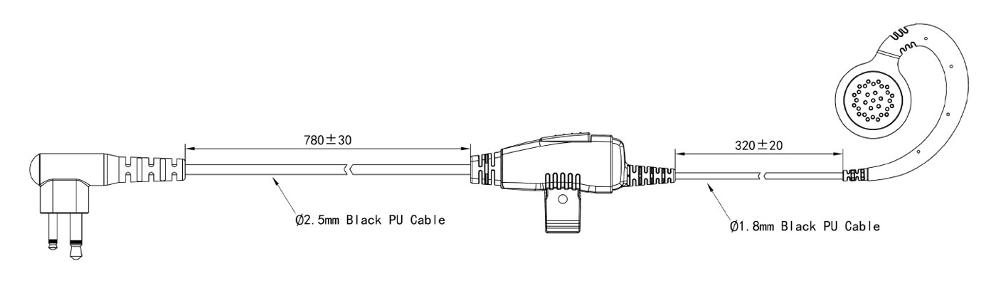 Specification of EM-3327A 2 Way Radio Walkie Talkie Earpiece Police Security Earpiece with Mic