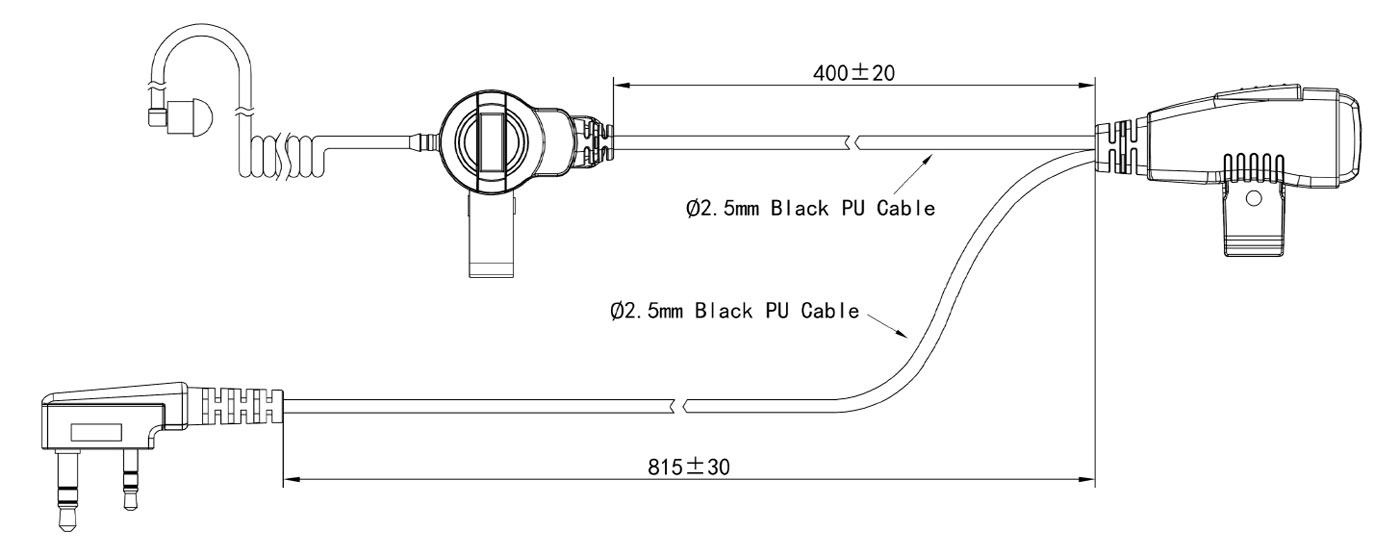 Specification of EM-3927 Walkie Talkie Headphones Single Wire FBI Security Earpiece with In-Line Mic and PTT