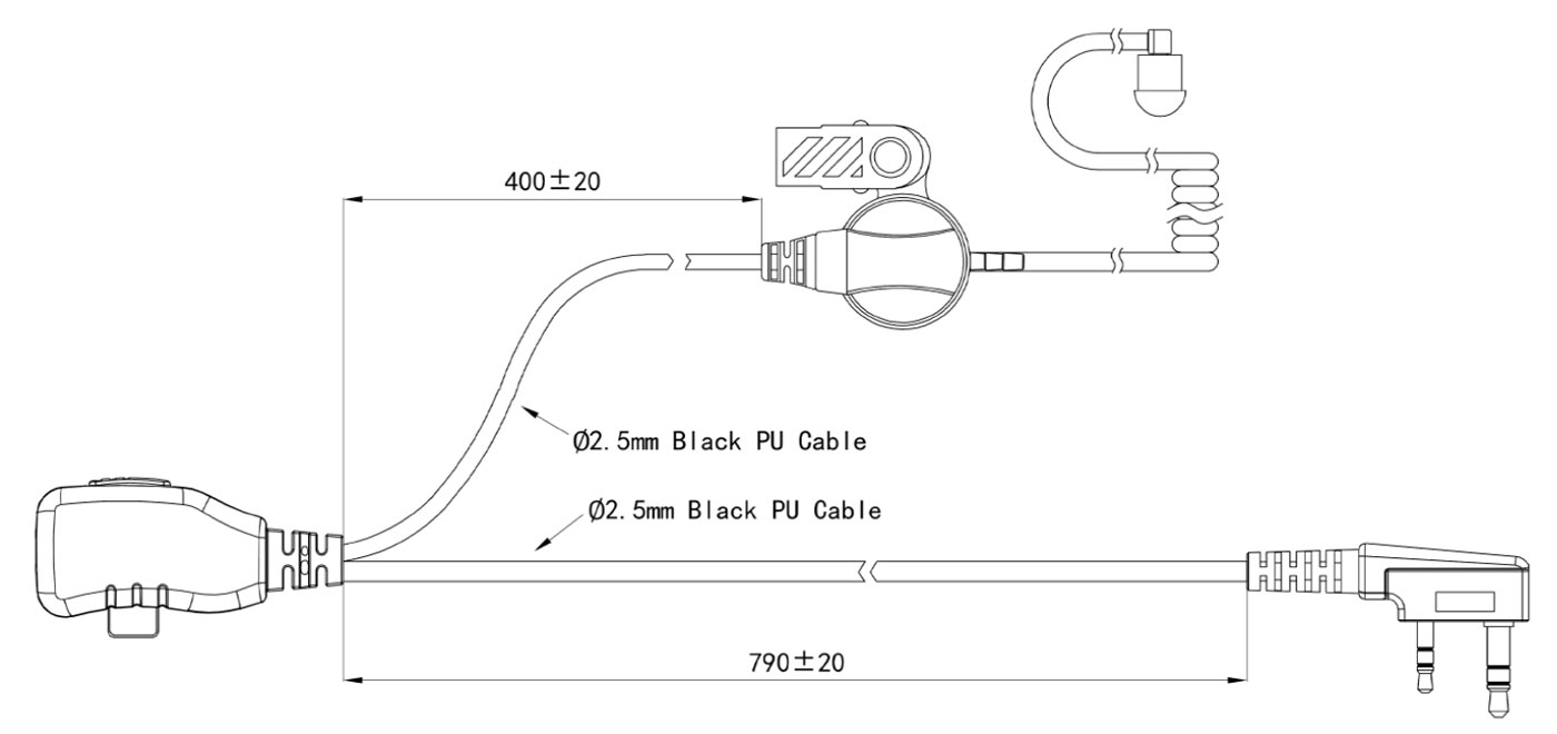 Specification of EM-4022 Covert Radio Communication Earpiece Headphones with Mic for Walkie Talkie