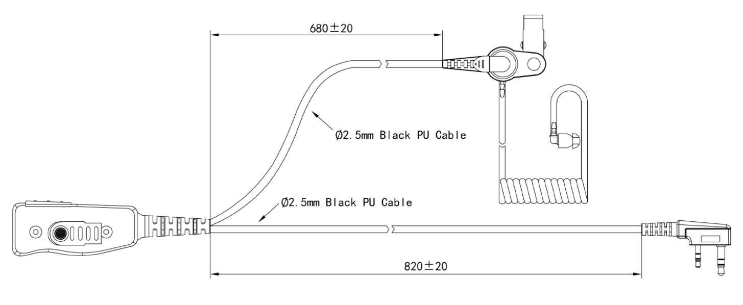 Specification of EM-4132 Walkie Talkie Earpiece Earphone Headset with PTT Mic for Two-Way Radio