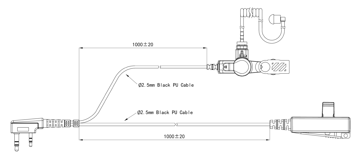 Specifications of EM-4238P in EAR Covert Acoustic Tube Surveillance Security Earpiece for Radio