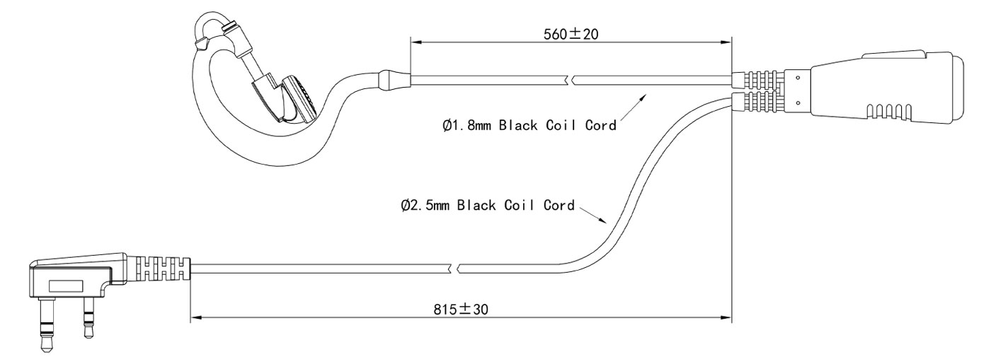 Specification of EM-2027 G-Hook Earpiece Two Way Radio Communication Headphone Headset