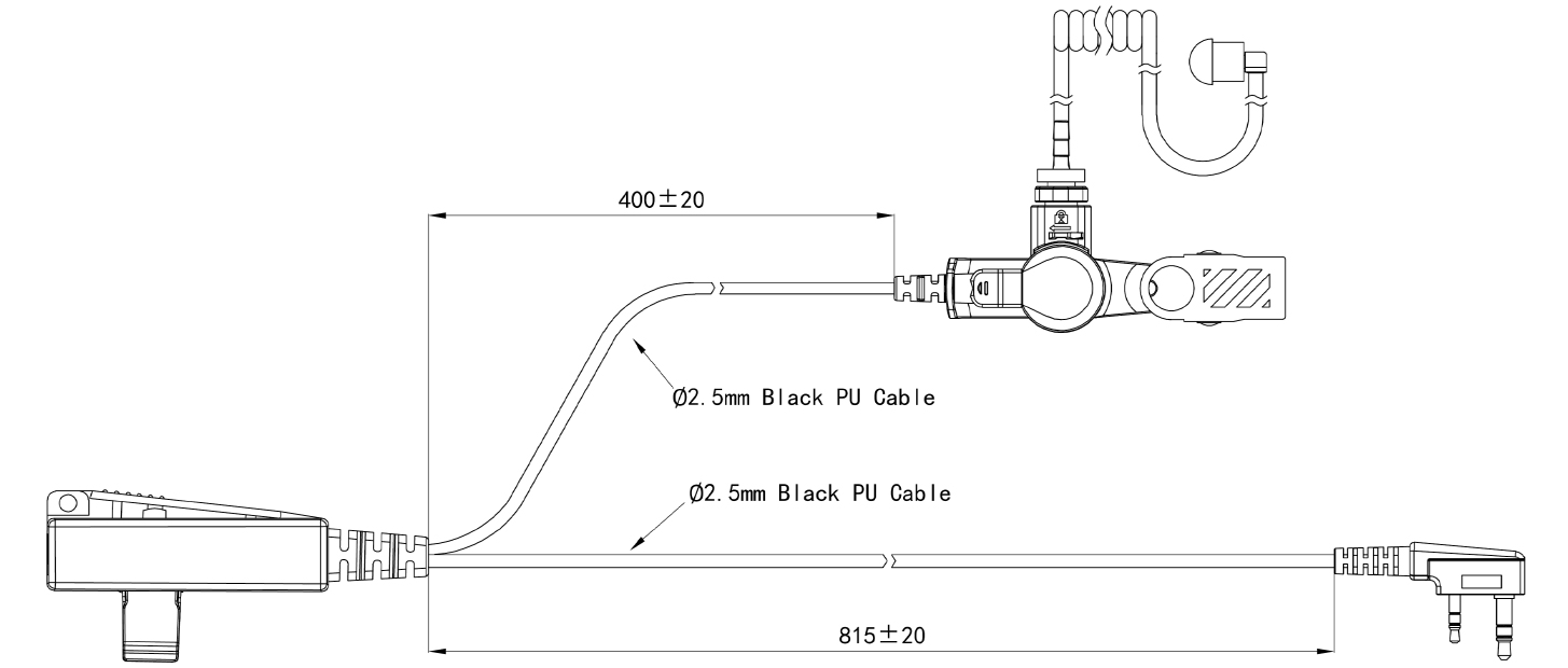 Specification of EM-4238T Portable Two Way Radio Earpiece Security Covert Surveillance Headphones with PTT