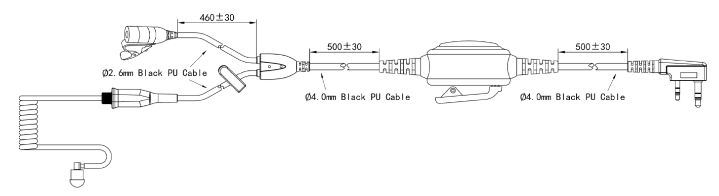 Specification of EM-440250 1 Wire Transparent Acoustic Tube Earpiece Headset with Big PTT for 2 Way Radio