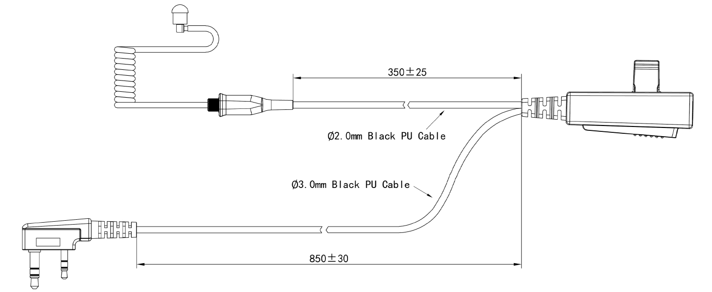 Specification of EM-4438 Walkie Talkie Earpiece Transparent Acoustic Tube Security Surveillance Headset