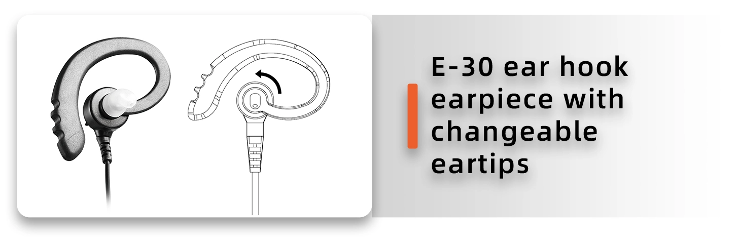 Details of E-30C Changeable Ear Tips G Shape Ear Hook Receive Only Earpiece
