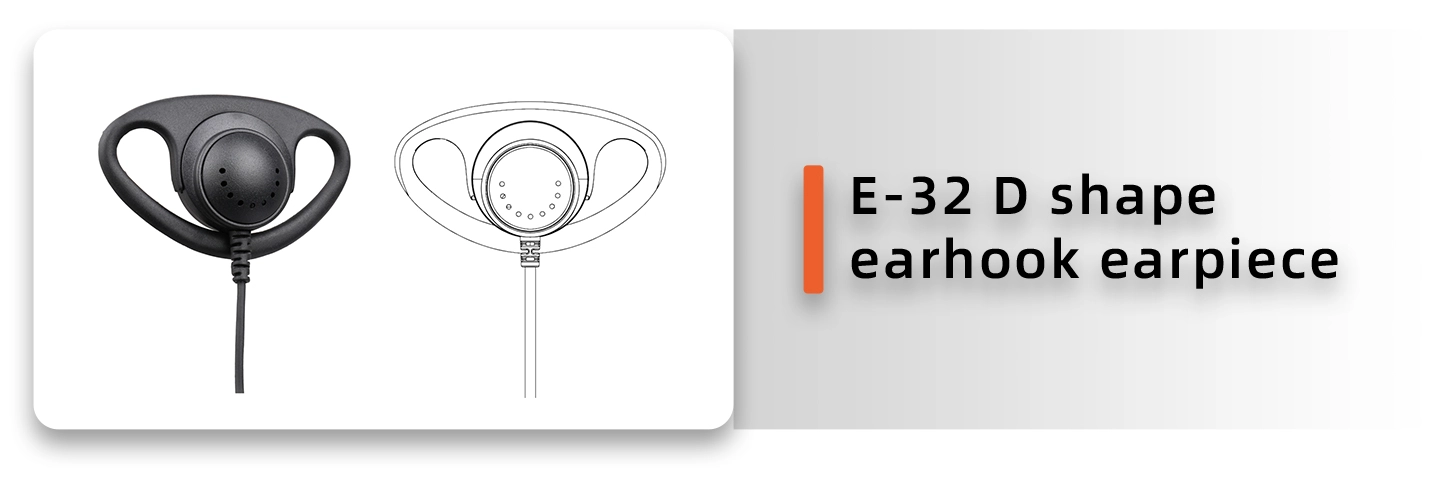 Details of E-32C D-Ring Ear Hook Listen Only Earpiece (2.5mm or 3.5mm Plug Optional)