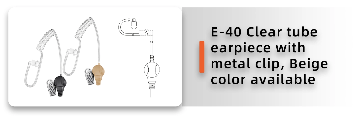 Details of E-40C Clear Tube Listen Only Earpiece with Metal Clip Used for Speaker Microphones