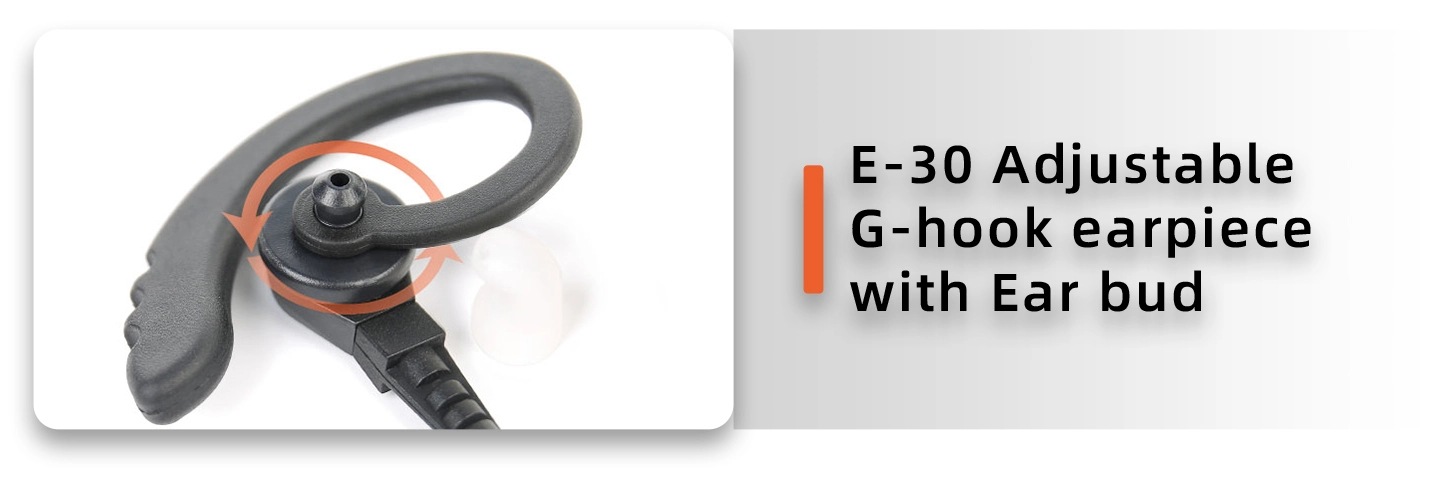 Details of EM-3022 Earhook G Shape Earpiece with Small Lapel PTT and Microphone for Walkie Talkie Radios