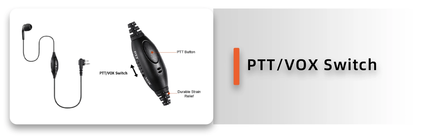 Details of EM-1928V Walkie Talkie PTT/VOX Earpiece Headset for Two Way Radio