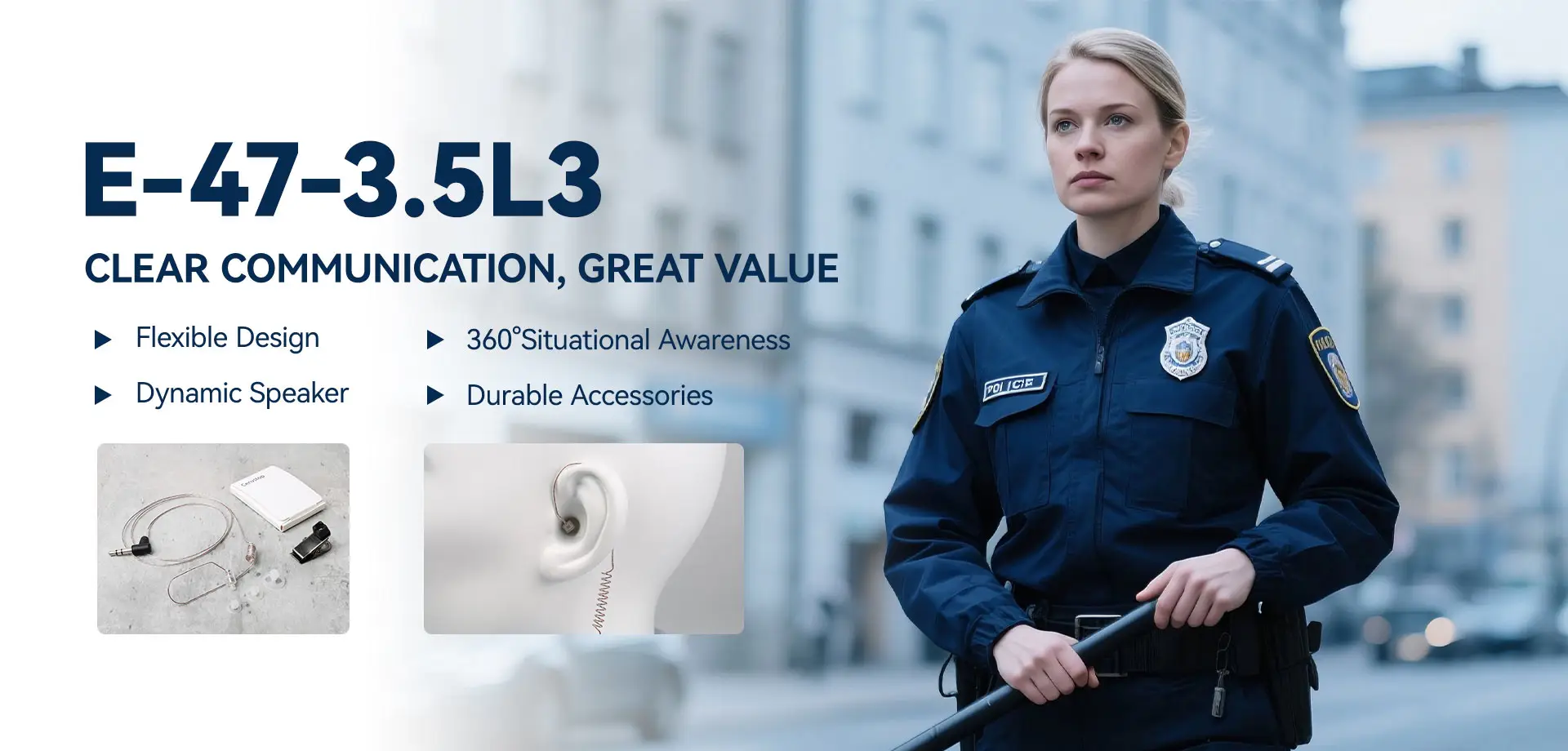 E-47-3.5L3 clear communication earpiece for police officers