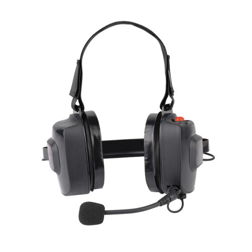 Auriculares para radios de carreras B-60 Racing radios headset B-60Q with flexible mic, front view.