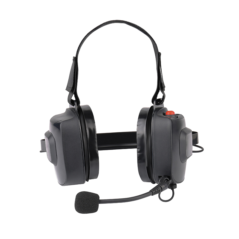 Auriculares para radios de carreras B-60 Racing radios headset B-60Q with flexible mic, front view.