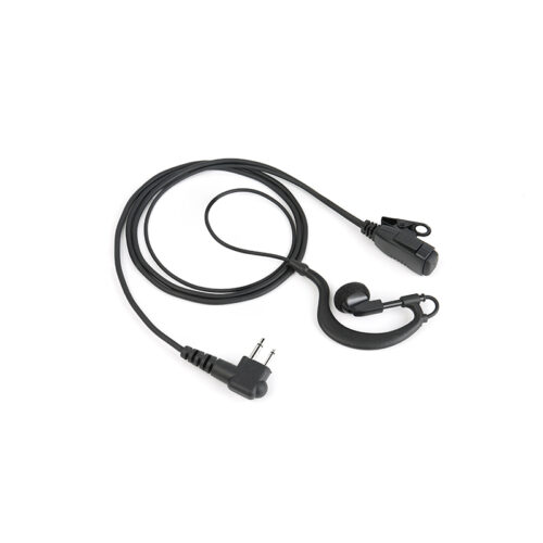 EM-2027 Наушник для рации EM-2027 G-Hook earpiece for walkie talkie, featuring a push-to-talk (PTT) button and M1 connector, compatible with popular Motorola radios