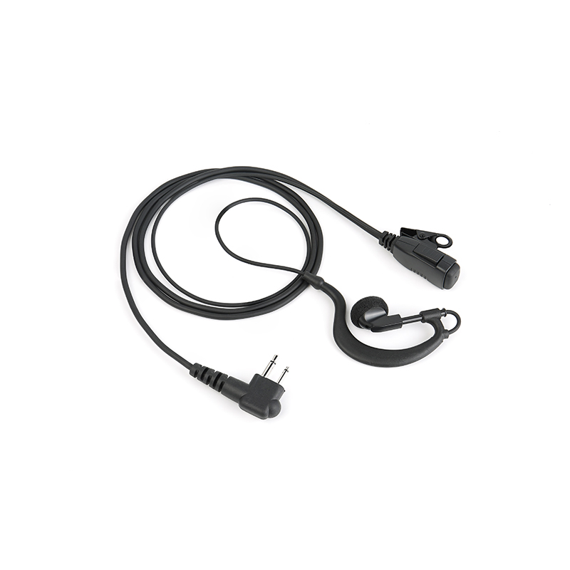 EM-2027 Наушник для рации EM-2027 G-Hook earpiece for walkie talkie, featuring a push-to-talk (PTT) button and M1 connector, compatible with popular Motorola radios