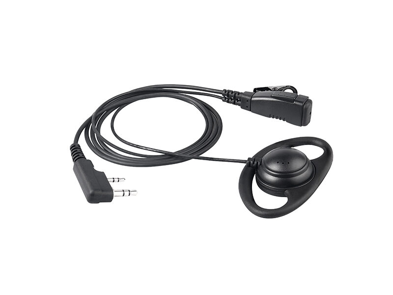 EM-3227 two way radio earphones with D-shaped ear hook, fitting the ear shape more closely