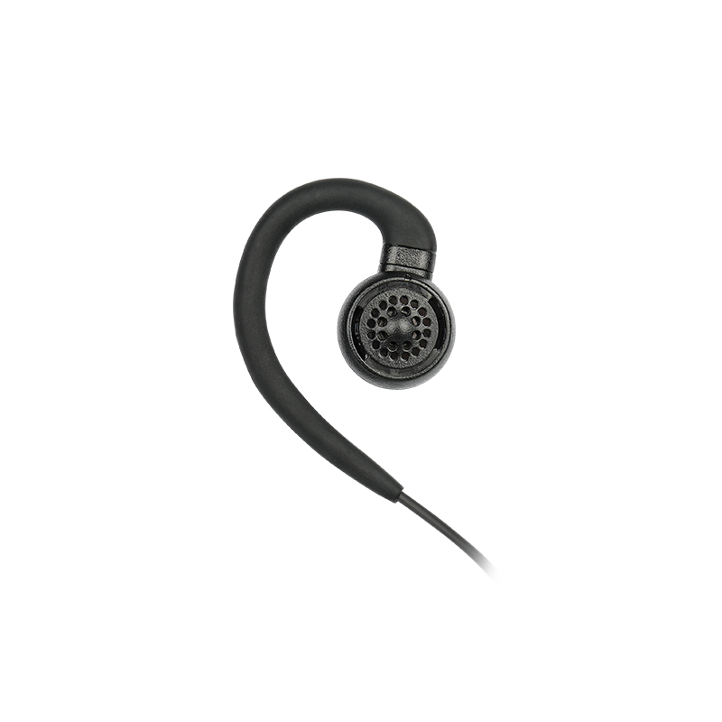 EM-3449 radio ear piece EM 3449 radio ear piece showing the ear hook without ear tips attached