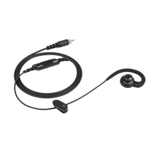 EM 3449 2 way radio earpiece with mic featuring in-ear design, clear sound speaker, inline microphone, and durable clip for professional communication