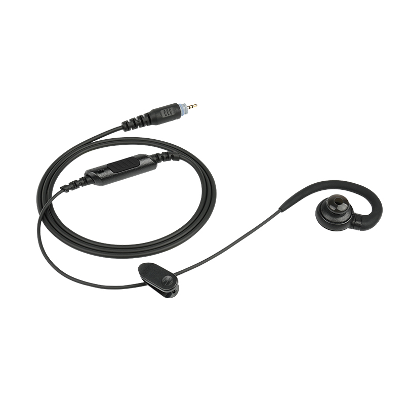 EM 3449 2 way radio earpiece with mic featuring in-ear design, clear sound speaker, inline microphone, and durable clip for professional communication