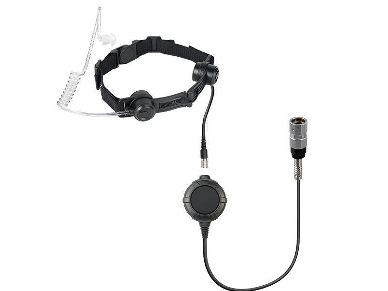 RTM-034053 военный горловой микрофон RTM-03 military throat microphone with soft acoustic tube and cable full view