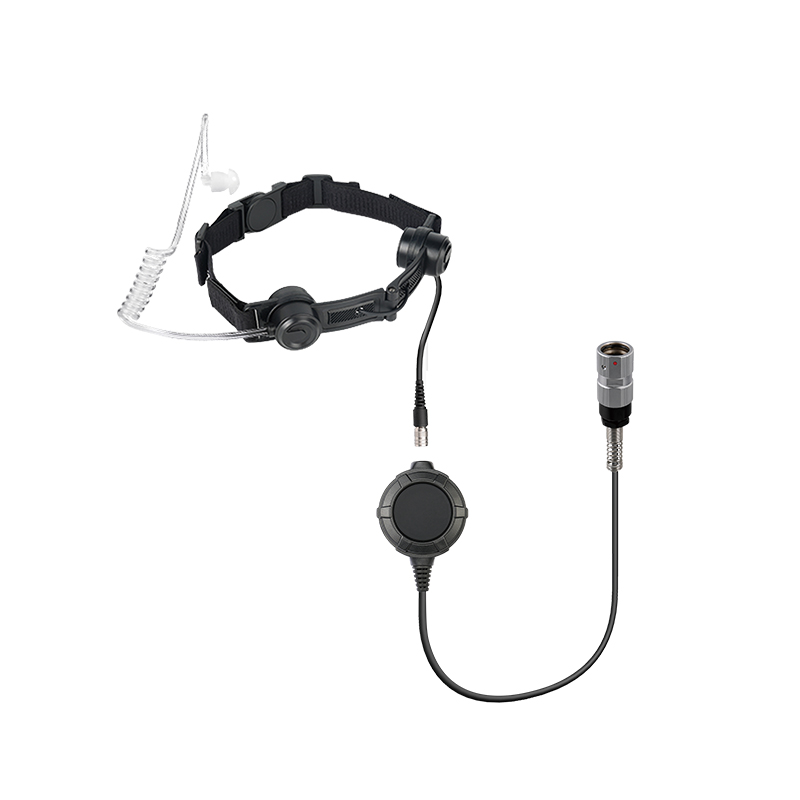 RTM-034053 micrófono de garganta militar RTM-03 military throat microphone with soft acoustic tube and cable full view