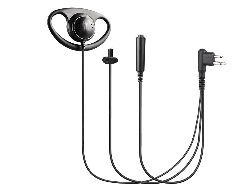 EM-320140 Two Way Radio 3-Wire Adjustable D-Ring Earpiece with Ba rrel PTT and Micro Lapel Mic