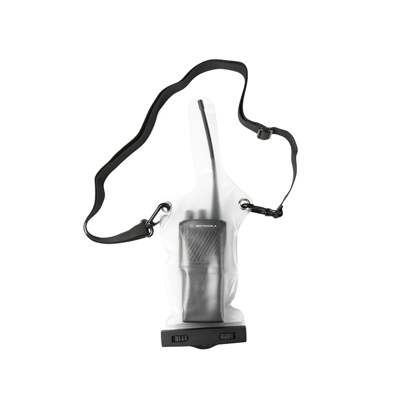 VR-12 waterproof carry case with a walkie-talkie stored inside